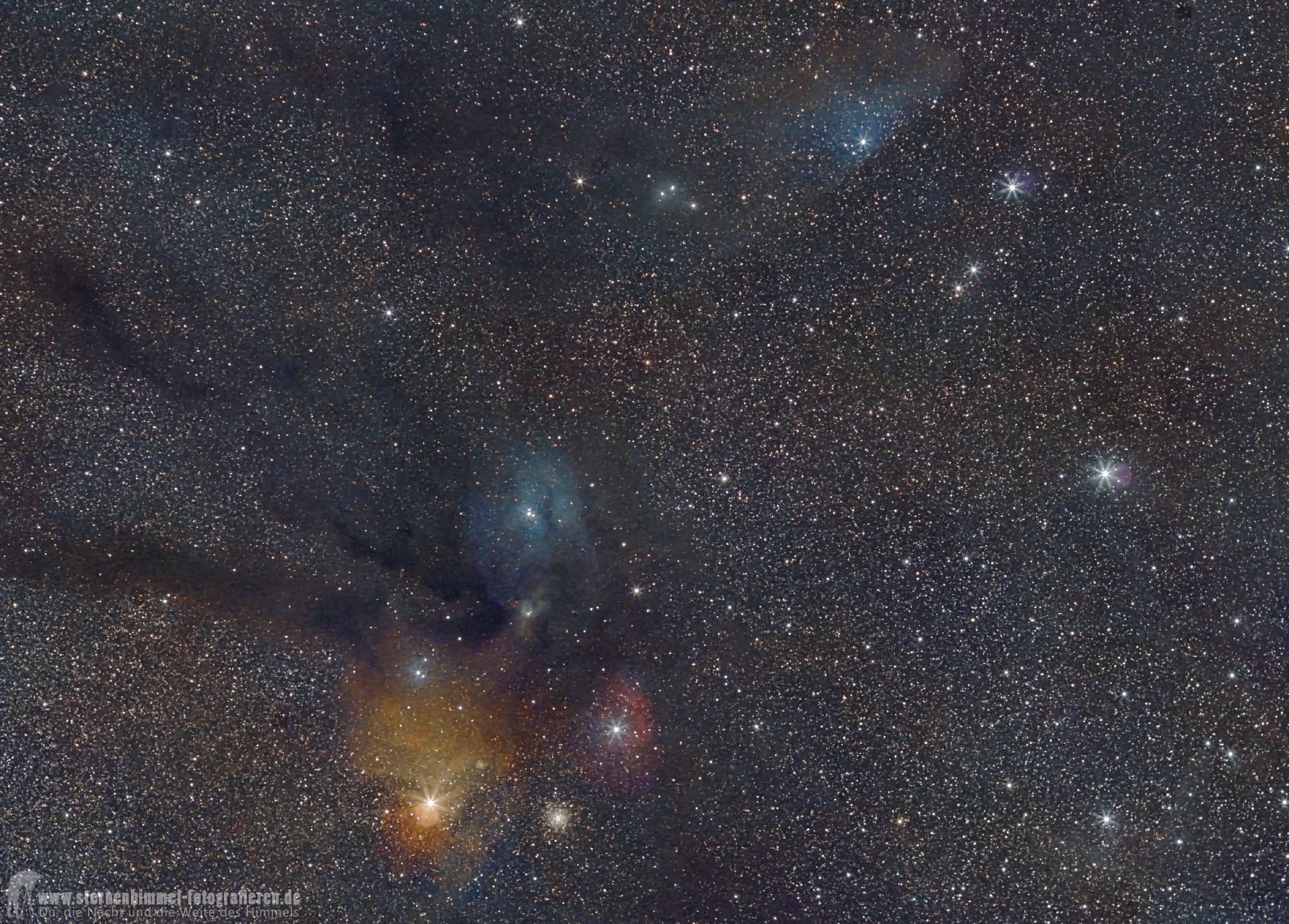 Antares, Rho Ophiuchi und der blauen Pferdekopf mit 85 mm