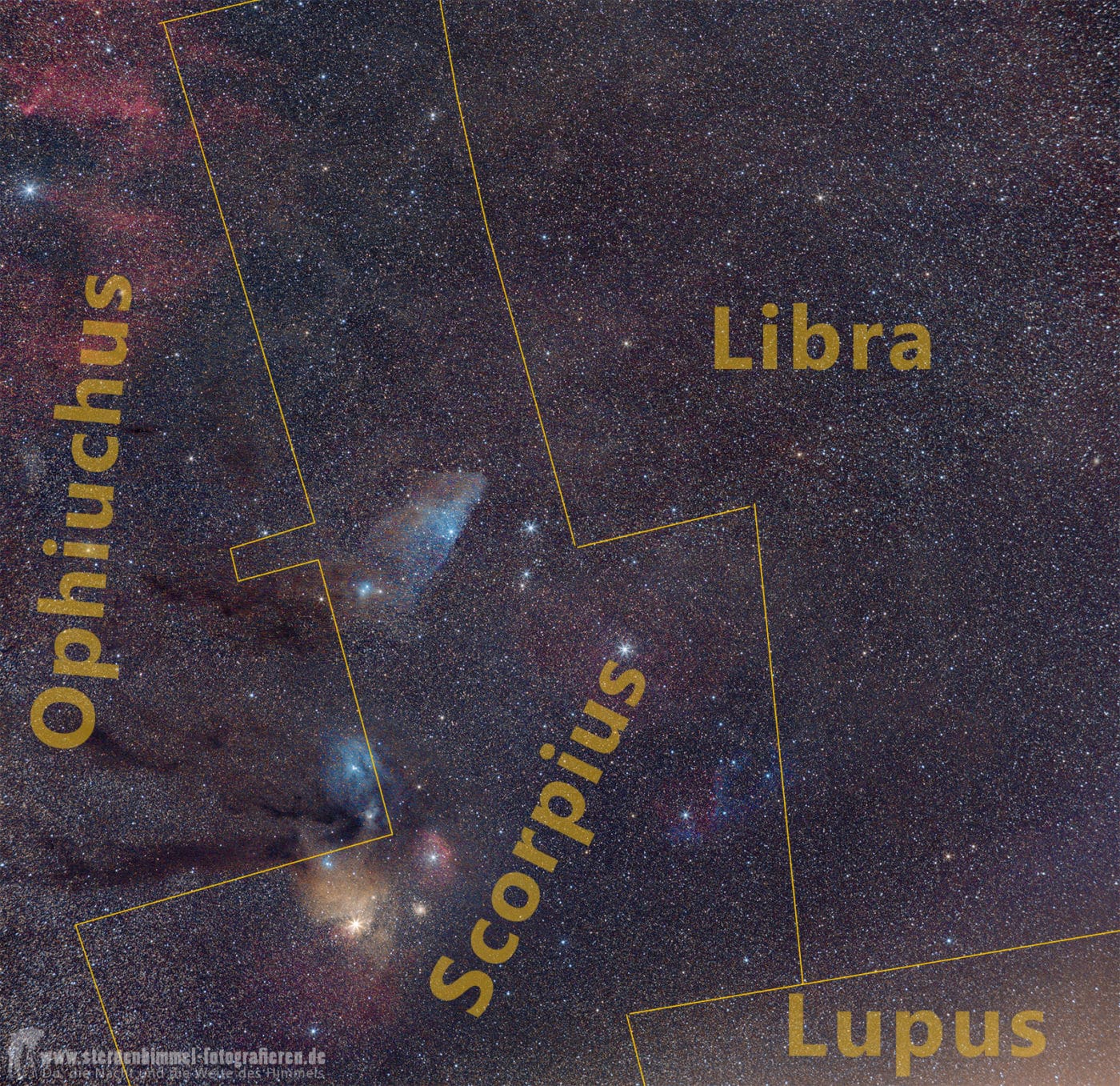 Sternbild Skorpion, Sternbildgrenzen, Grenzen des Sternbild Skorpion