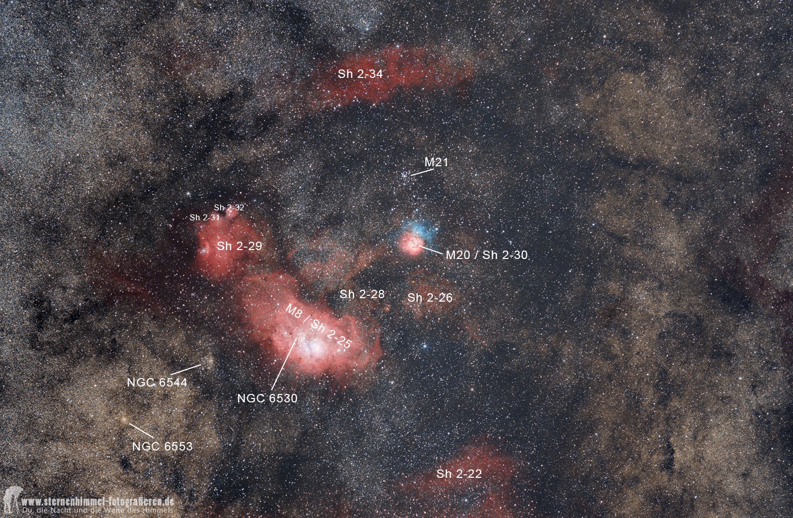 Sagittarius, M8, M20, Sharpless 29, canon 6Da, iOptron CEM25p