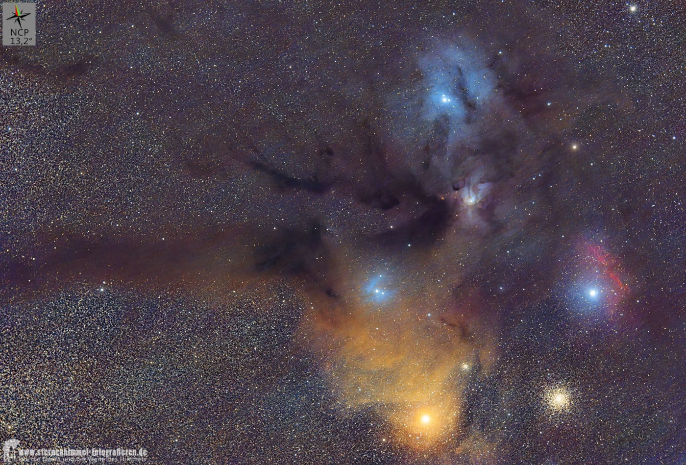 Antares / Rho Ophiuchi im Sternbild Skorpion - Test Bild mit iOptron Skyguider Pro und EDPH II Omegon 61/274 Apo
