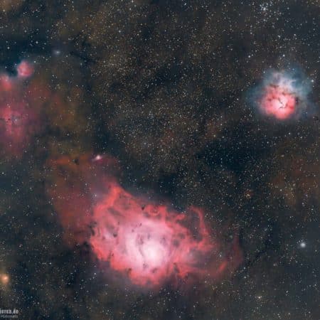 Sharpless 29, 31, 32, NGC 6559, iOptron GEM45G, Omegon VeTech 410