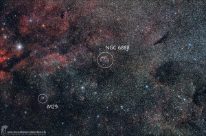 Schwan - Umgebung von Sadr mit NGC 6888 (Crescent-Nebel) + M29      